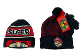 Nintendo Super Mario Boy's Accessories Beanies Pair of Gloves Black Red